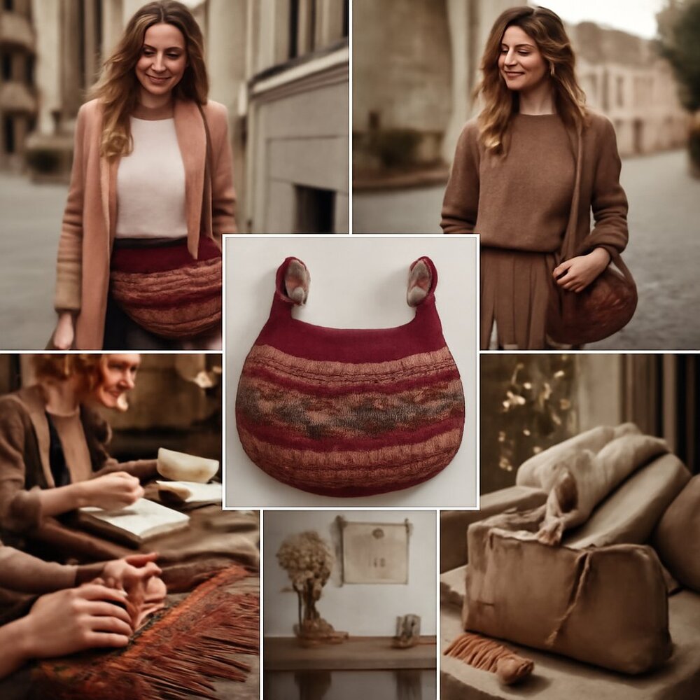 Vintage Handcrafted Wool Shoulder Bag | Shigra-Inspired Artisan Piece - Picture 4 of 14